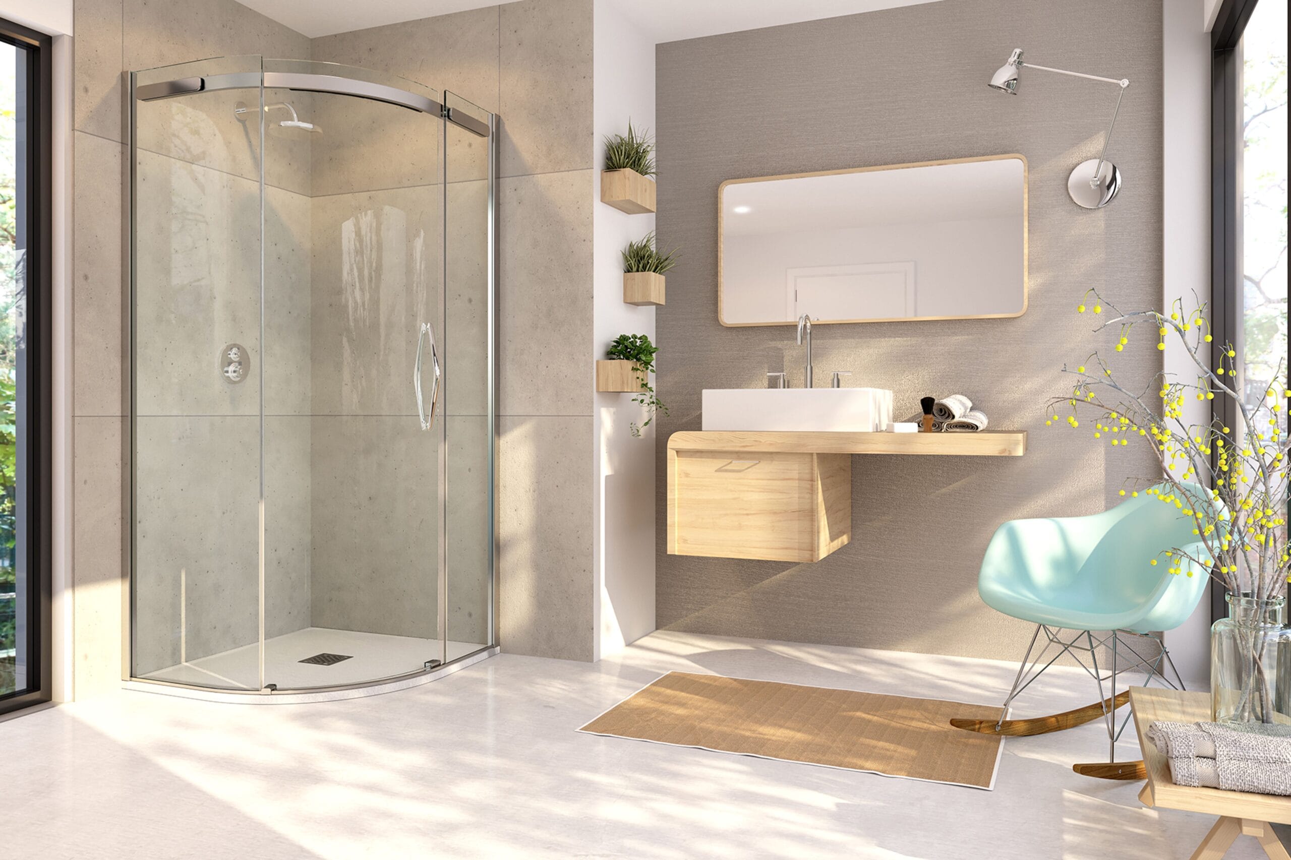 Flair Oro sliding quadrant shower enclosure in chrome finish