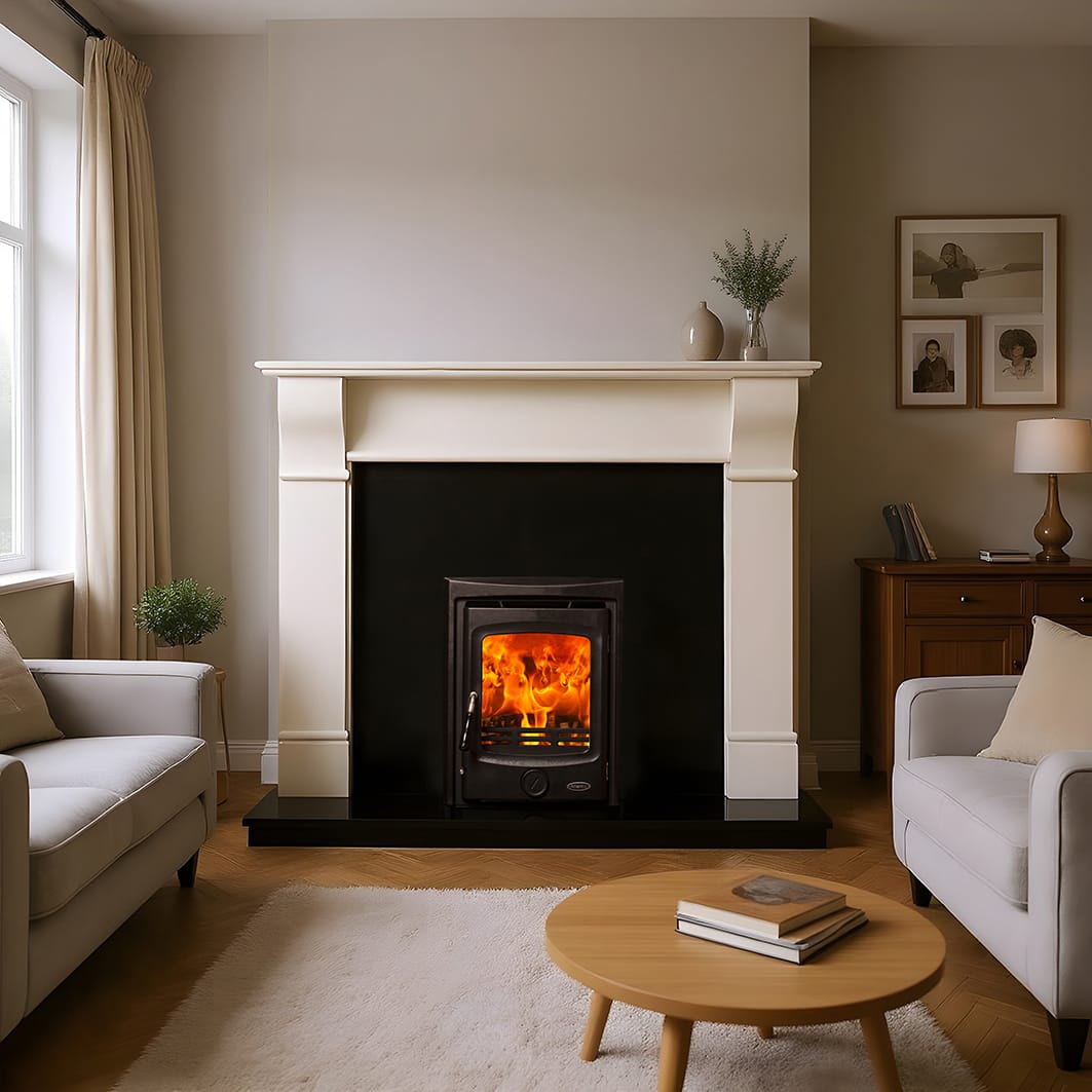 Atlantic Boston surround with a Bay 5 stove set into the chamber